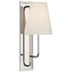 Polished Nickel with 3" x 5" x 5.75" Linen Glass and White Shade