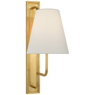 Buy hand-rubbed-antique-brass-with-4-5-x-8-x-8-5-linen-glass-and-white-shade Rui Sconce by Visual Comfort Signature