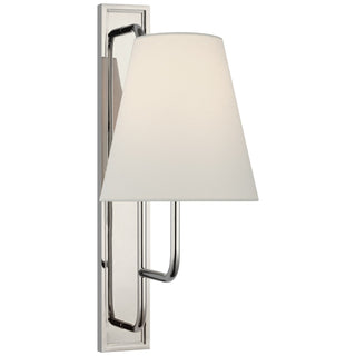 Buy polished-nickel-with-4-5-x-8-x-8-5-linen-glass-and-white-shade Rui Sconce by Visual Comfort Signature