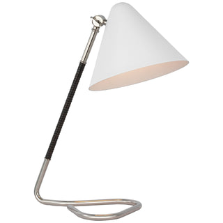 Buy polished-nickel-and-black-rattan Laken Desk Lamp by Visual Comfort Signature