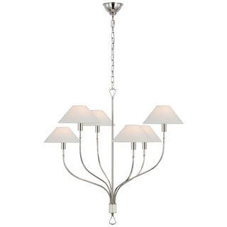 Buy polished-nickel-and-parchment-leather Griffin Chandelier by Visual Comfort Signature