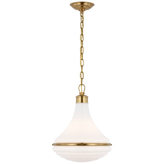 Buy hand-rubbed-antique-brass-with-white-glass-glass-and-white-shade Wesley Outdoor (Damp) Pendant by Visual Comfort Signature