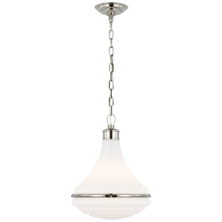 Buy polished-nickel-with-white-glass-glass-and-white-shade Wesley Outdoor (Damp) Pendant by Visual Comfort Signature