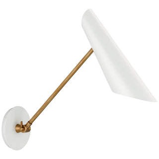 Buy hand-rubbed-antique-brass-with-white-glass-and-white-shade Franca Outdoor (Damp) Sconce by Visual Comfort Signature