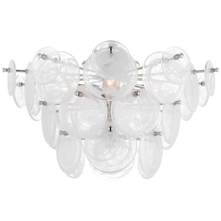 Buy polished-nickel-with-white-strie-glass-glass-and-white-shade Loire Outdoor (Damp) Flush Mount Ceiling Light by Visual Comfort Signature