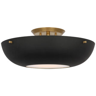 Buy hand-rubbed-antique-brass-with-matte-black-glass-and-black-shade Valencia Outdoor (Damp) Flush Mount Ceiling Light by Visual Comfort Signature