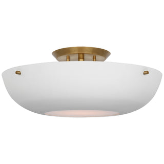 Buy hand-rubbed-antique-brass-with-matte-white-glass-and-white-shade Valencia Outdoor (Damp) Flush Mount Ceiling Light by Visual Comfort Signature