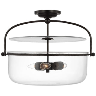 Buy aged-iron-with-clear-glass-glass-and-clear-shade Lorford Outdoor (Damp) Semi-Flush Mount Ceiling Light by Visual Comfort Signature
