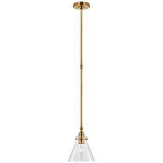 Buy antique-burnished-brass-with-clear-glass-glass-and-clear-shade Parkington Outdoor (Damp) Pendant by Visual Comfort Signature