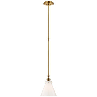 Buy antique-burnished-brass-with-white-glass-glass-and-white-shade Parkington Outdoor (Damp) Pendant by Visual Comfort Signature