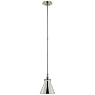 Buy polished-nickel-with-polished-nickel-glass-and-metal-shade Parkington Outdoor (Damp) Pendant by Visual Comfort Signature