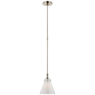 Buy polished-nickel-with-white-glass-glass-and-white-shade Parkington Outdoor (Damp) Pendant by Visual Comfort Signature