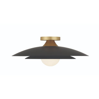 Buy black-with-circle-white-glass-glass-and-white-shade Welsh Flush Mount Ceiling Light by Eurofase