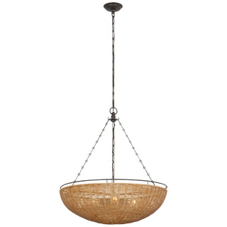 Buy aged-iron-and-natural-wicker Clovis Outdoor (Damp) Chandelier by Visual Comfort Signature