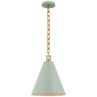 Buy pale-blue-and-gild-and-blue-shade Theo Outdoor (Damp) Pendant by Visual Comfort Signature