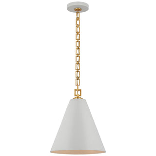 Buy soft-white-and-gild-and-natural-cream-shade Theo Outdoor (Damp) Pendant by Visual Comfort Signature