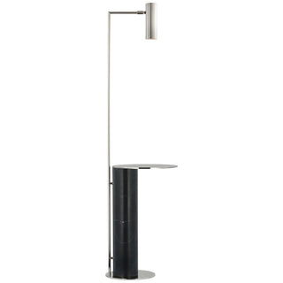 Buy polished-nickel-and-black-marble-and-metal-shade Alma Floor Lamp by Visual Comfort Signature