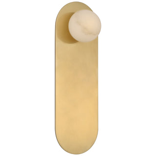 Buy mirrored-antique-brass-with-alabaster-glass-and-white-shade Pertica Outdoor (Damp) Sconce by Visual Comfort Signature