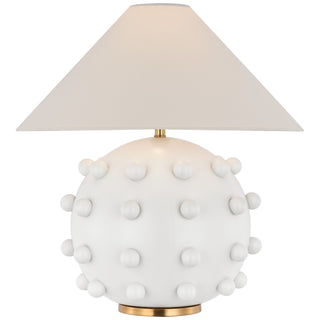 Buy plaster-white-with-4-x-21-x-12-5-linen-glass-and-white-shade Linden Table Lamp by Visual Comfort Signature