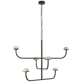 Buy bronze-with-alabaster-glass-and-white-shade Pedra Outdoor (Damp) Chandelier by Visual Comfort Signature