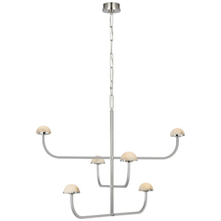 Buy polished-nickel-with-alabaster-glass-and-white-shade Pedra Outdoor (Damp) Chandelier by Visual Comfort Signature
