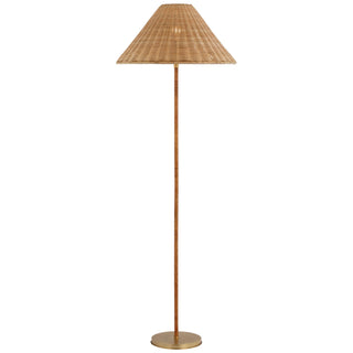 Buy soft-brass-with-5-x-21-x-13-natural-wicker-glass-and-woven-natural-shade Wimberley Floor Lamp by Visual Comfort Signature