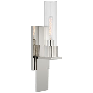 Buy polished-nickel-with-clear-glass-glass-and-clear-shade Beza Outdoor (Damp) Sconce by Visual Comfort Signature