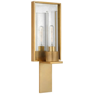 Buy antique-brass-and-antique-mirror-with-clear-glass-glass-and-clear-shade Beza Outdoor (Damp) Sconce by Visual Comfort Signature