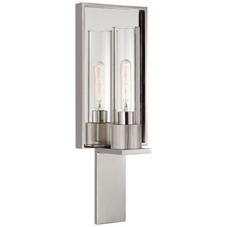 Buy polished-nickel-and-mirror-with-clear-glass-glass-and-clear-shade Beza Outdoor (Damp) Sconce by Visual Comfort Signature