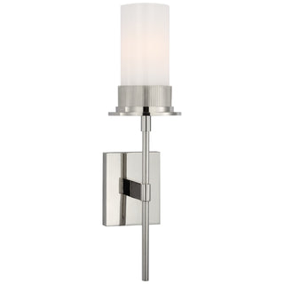 Buy polished-nickel-with-white-glass-glass-and-white-shade Beza Outdoor (Damp) Sconce by Visual Comfort Signature