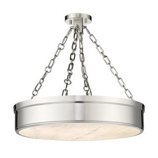 Buy polished-nickel-with-marbled-glass-and-white-shade Anders Outdoor (Damp) Semi-Flush Mount Ceiling Light by Z-Lite