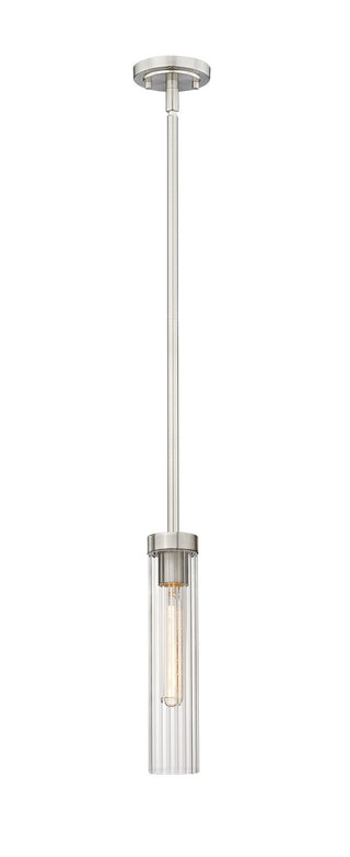 Buy brushed-nickel-with-clear-glass-and-clear-textured-shade Beau Outdoor (Damp) Pendant by Z-Lite