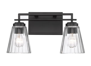 Buy matte-black-with-clear-glass-and-clear-textured-shade Lyna Vanity by Z-Lite