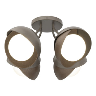 Buy dark-smoke-with-opal-glass-gg-glass-and-white-shade Brooklyn Directional Semi-Flush Mount Light by Hubbardton Forge