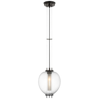 Buy bronze-with-clear-glass-glass-and-clear-shade Taro Outdoor (Damp) Pendant by Visual Comfort Signature
