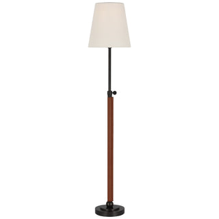 Buy bronze-and-saddle-leather-with-4-x-6-x-6-25-linen-glass-and-white-shade Bryant Wrapped Table Lamp by Visual Comfort Signature