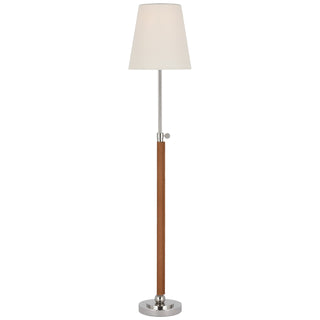 Buy polished-nickel-and-natural-leather-with-4-x-6-x-6-25-linen-glass-and-white-shade Bryant Wrapped Lamp by Visual Comfort Signature