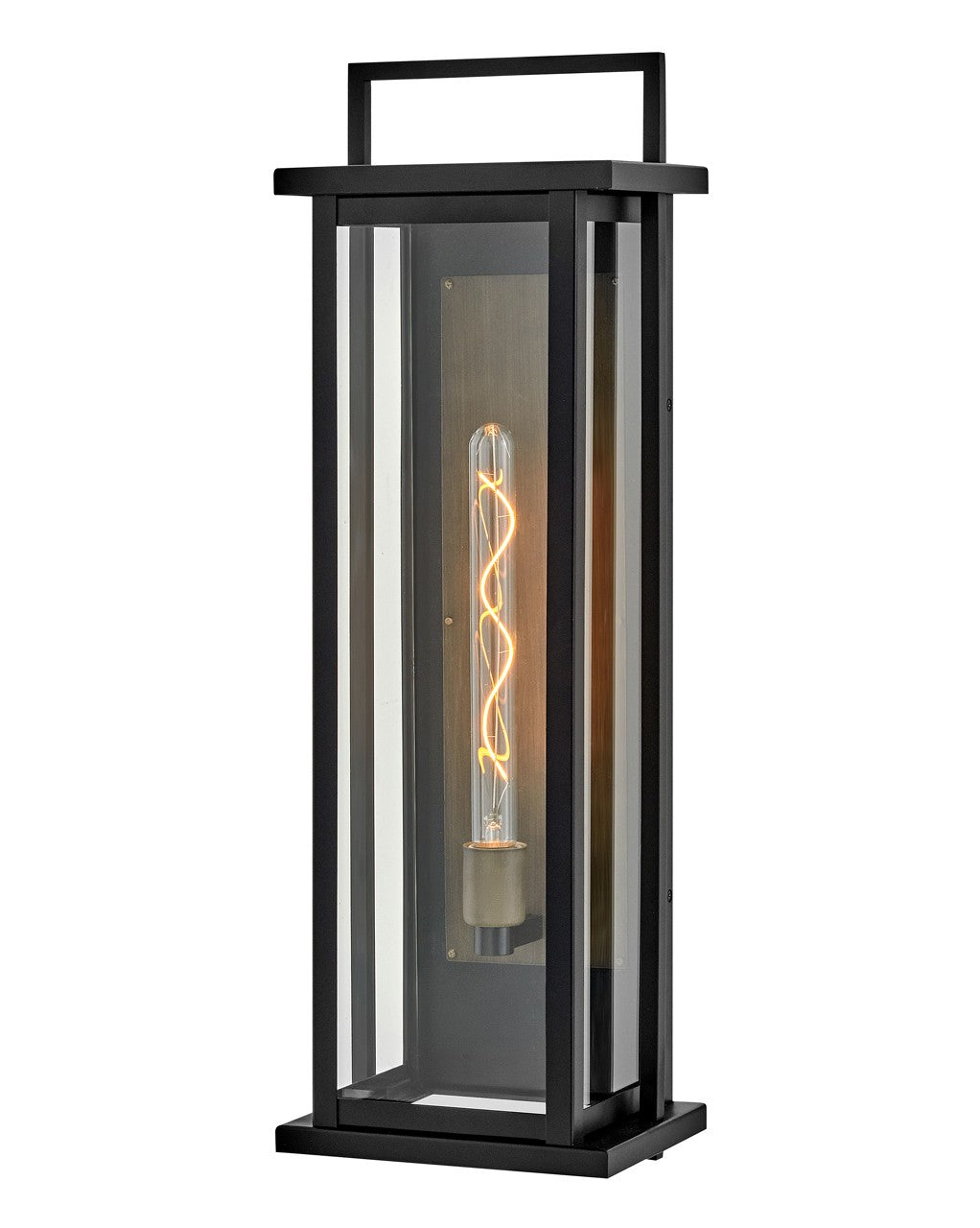 Langston Wall Lantern by Hinkley – Lights: 1 Light (12.00"L x 8.75"W x 28.00"H) – Finish: Black with Clear Glass and Clear Shade – Hinkley-24026BK