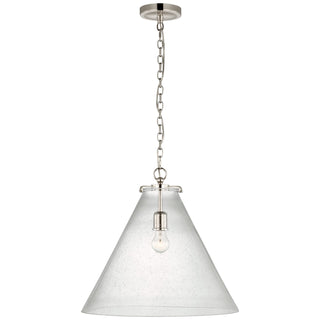 Buy polished-nickel-with-seeded-glass-glass-and-clear-seedy-shade Katie Conical Outdoor (Damp) Pendant by Visual Comfort Signature