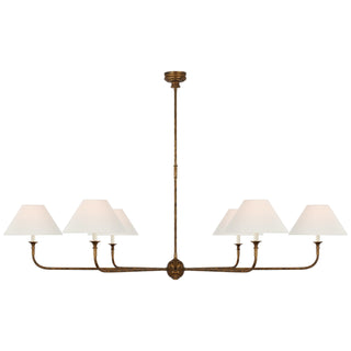 Buy antique-gild-with-4-5-x-12-x-7-linen-glass-and-white-shade Piaf Chandelier by Visual Comfort Signature