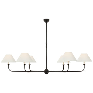 Buy aged-iron-and-ebonized-oak-with-4-5-x-12-x-7-linen-glass-and-white-shade Piaf Chandelier by Visual Comfort Signature
