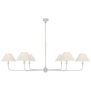 Buy plaster-white-with-4-5-x-12-x-7-linen-glass-and-white-shade Piaf Chandelier by Visual Comfort Signature