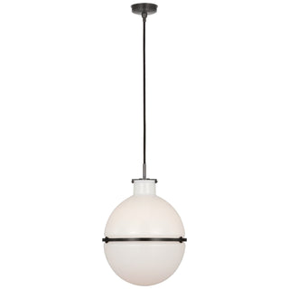Buy bronze-with-white-glass-glass-and-white-shade Maxey Outdoor (Damp) Pendant by Visual Comfort Signature