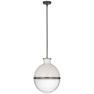 Buy bronze-with-white-glass-and-clear-glass-glass-and-multicolor-shade Maxey Outdoor (Damp) Pendant by Visual Comfort Signature