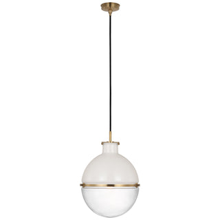 Buy hand-rubbed-antique-brass-with-white-glass-and-clear-glass-glass-and-multicolor-shade Maxey Outdoor (Damp) Pendant by Visual Comfort Signature
