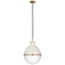 Hand-Rubbed Antique Brass with White Glass and Clear Glass Glass and Multicolor Shade