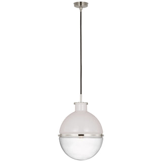 Buy polished-nickel-with-white-glass-and-clear-glass-glass-and-multicolor-shade Maxey Outdoor (Damp) Pendant by Visual Comfort Signature