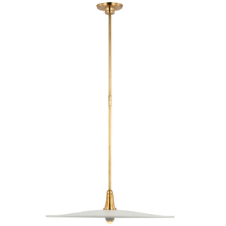 Buy hand-rubbed-antique-brass-with-white-glass-and-metal-shade Truesdell Outdoor (Damp) Pendant by Visual Comfort Signature
