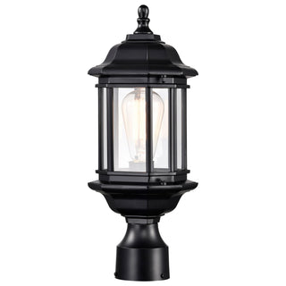 Buy matte-black-with-clear-glass-glass-and-clear-shade Hopkins Outdoor (Wet) Lantern by Nuvo Lighting