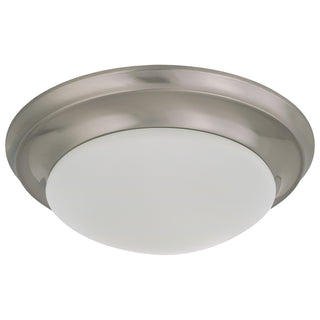 Buy brushed-nickel-with-frost-glass-and-white-shade Outdoor (Damp) Flush Mount Ceiling Light by Nuvo Lighting